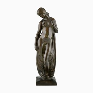 Abel R. Philippe, Art Deco Akt mit Tuch, 1925, Bronze