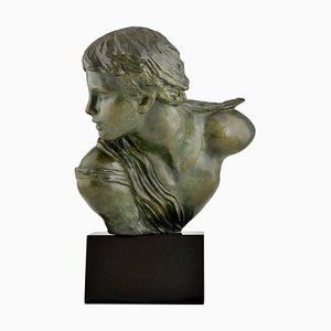 Alexandre Kelety, Büste eines Jungen mit Gießereimarke, 1930, Bronze