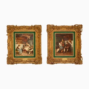A. Collin, bodegones, década de 1800, óleo sobre lienzo, enmarcado, juego de 2