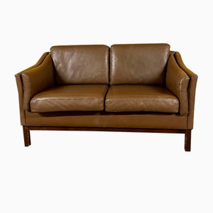 Danish Vintage Brown Leather Sofa , Unkns