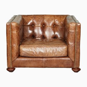 Abbott Cigar Brown Leather Gentleman Club Armchair