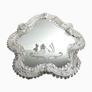 Espejo veneciano de cristal de Murano, años 50