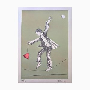 Jacques Bosser, The Heart Dancer 6 (Funambule), Original Lithographie, 1970er