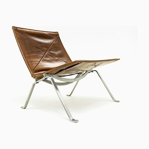 Vintage Danish Pk22 Lounge Chair in Cognac Leather by Poul Kjærholm for E. Kold Christensen, 1950s