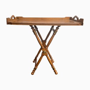 Butler's Tray with Stand in Faux Bamboo & Brass and X Frame Stand from Cambrg, 1800s