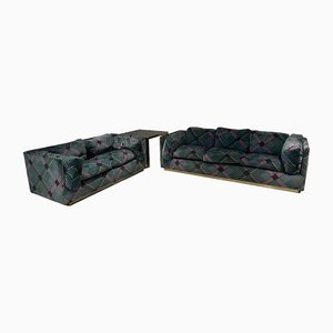 Set of Velvet and Brass Sofas by Ken Scott, 1970s