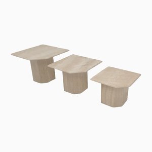 Italian Travertine Coffee or Side Tables, 1980s, Set of 3