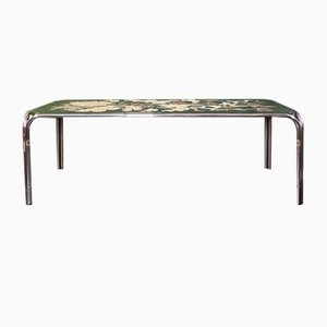 Tubular Chrome Coffee Table with Embossed Floral Patterned Top, 1970s