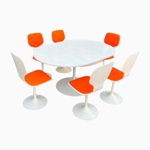 Tulip Table and Chairs from Lusch & Co., 1970s, Set of 7
