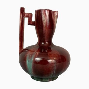 French Art Nouveau Ox Blood Glazed Ceramic Jug or Vase by Clément Massier, 1900s