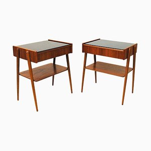 Tables de Chevet Mid-Century en Teck de Ab Carlström & Co, Suède, 1950s, Set de 2