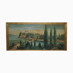 A. Apoeie, Escena del mar rural, 1880, gran pintura al óleo, enmarcado