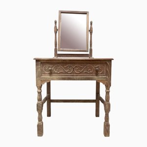 Mid-Century Limed Oak Dressing Table with Mirror from Heals, 1950s