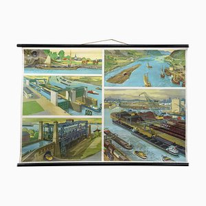 Vintage Waterways in the Course of Time Wall Chart, 1970s