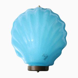 Vintage Murano Ocean Blue Clam Wall Lamp from Vetri, 1970s