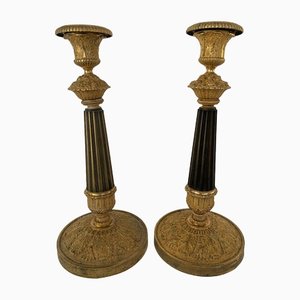 19th Century Bronze Candleholers, Set of 2