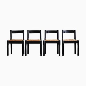 Italian Modern Carimate Chairs attributed to Vico Magistretti for Cassina, 1960s, Set of 4