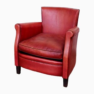 Vintage Armchair in Red Leather, 1960