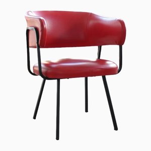 Vintage Sessel aus rotem Leder, 1960