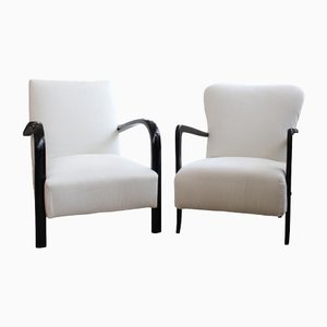 Vintage Armchairs in White, Set of 2