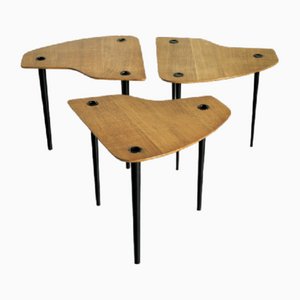Tavolini ad incastro Partroy di Pierre Cruège, Francia, anni '50, set di 3