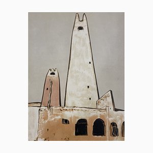 Paul Elie Dubois, Musée de Ghardaïa: L'ancien minaret, 20th Century, Woodcut on Parchment