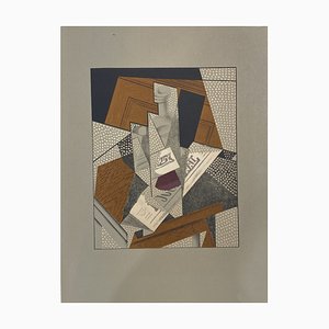 Juan Gris, La Bouteille, 1925, Lithographie sur Papier Carton
