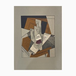 Juan Gris, La Bouteille, 1925, Litografía sobre papel cartón