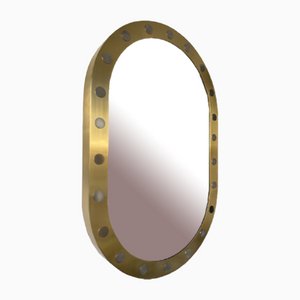 Specchio in metallo argentato e ottone, Italia, anni '90