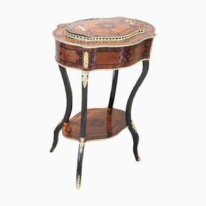 Late 19th Century Inlaid Wood and Golden Bronze Planter Table