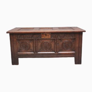 17th Century Carved Oak Coffer, 1680s