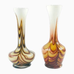 Vases Pop Art Vintage en Verre de Opaline Florence, Italie, 1970s, Set de 2
