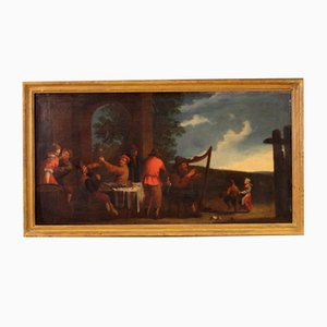 Bamboccianti Genre Scene, 1650, Oil on Canvas, Framed