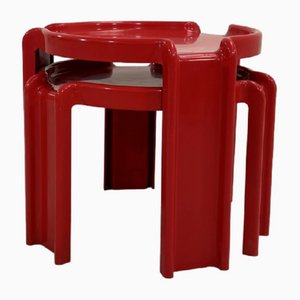 Red Side Tables by Giotto Stoppino for Kartell, 1970s, Set of 2