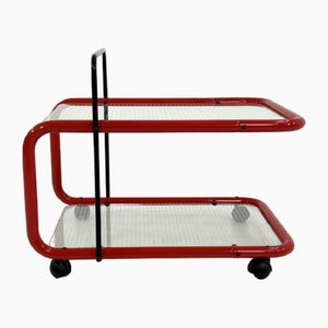 Red Postmodern Trolley with Quaderna Pattern, 1980s