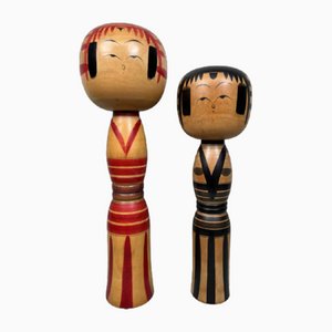 Kokeshi Dolls Family von Miyagi, 1960er, 2er Set