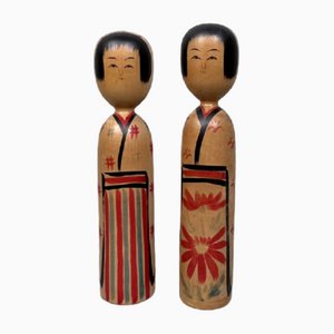 Poupées Kokeshi Traditionnelles Vintage, 1970s, Set de 2
