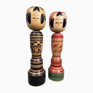 Bambole Sakunami Kokeshi vintage, anni '60, set di 2