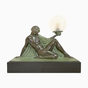 Lampada scultorea in stile Art Déco di Raymonde Guerbe per Max Le Verrier, 2022
