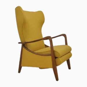 Mid-Century Wingback Lounge Chair with Folding Footrest, 1960s