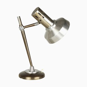 Italian Silver & Brown Anodized Aluminum Table Lamp, 1960s