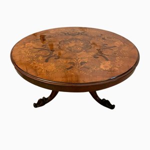 Victorian Burr Walnut Marquetry Inlaid Dining Table, 1850s