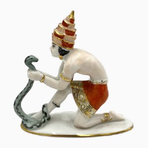 Art Deco Porcelain Indian Snake Charmer Figurine from Rosenthal, Germany, 1920s