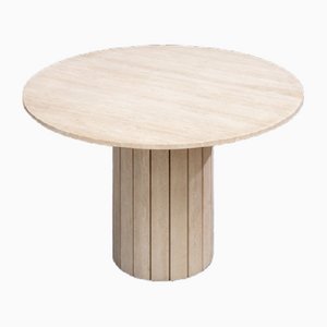 Modern Architectural Dining Table in Travertine, 1980s