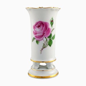 Vase en Porcelaine Rose avec Bords Dorés de Meissen, Début 20ème Siècle