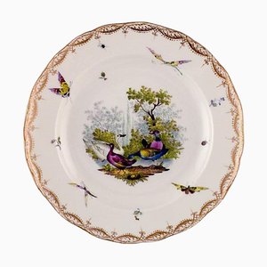 Assiette en Porcelaine avec Oiseaux et Insectes Peints à la Main de Meissen