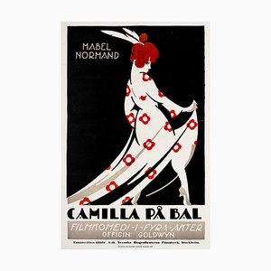Affiche de Film Linogravure Originale de The Slim Princess, Suède, 1920