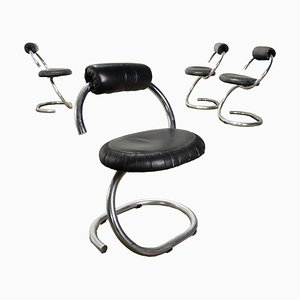 Leather Cobra Chairs by G. Stoppino, Italy, 1960s, Set of 4