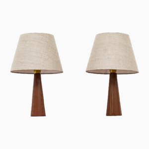 Leather Table Lamps in the style of Pape, 1960s, Set of 2