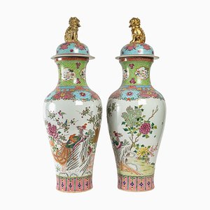 20th Century Covered Vases attributed to Samson, Set of 2
